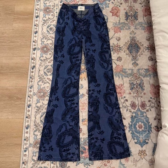 BDG Pants - Blue Paisley Flare Pants